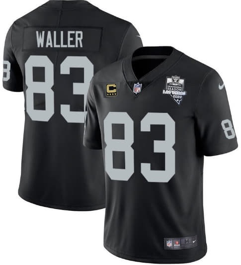 Men's Las Vegas Raiders #83 Darren Waller Black NFL 2020 Inaugural Season With C Patch Vapor Limited Stitched Jersey